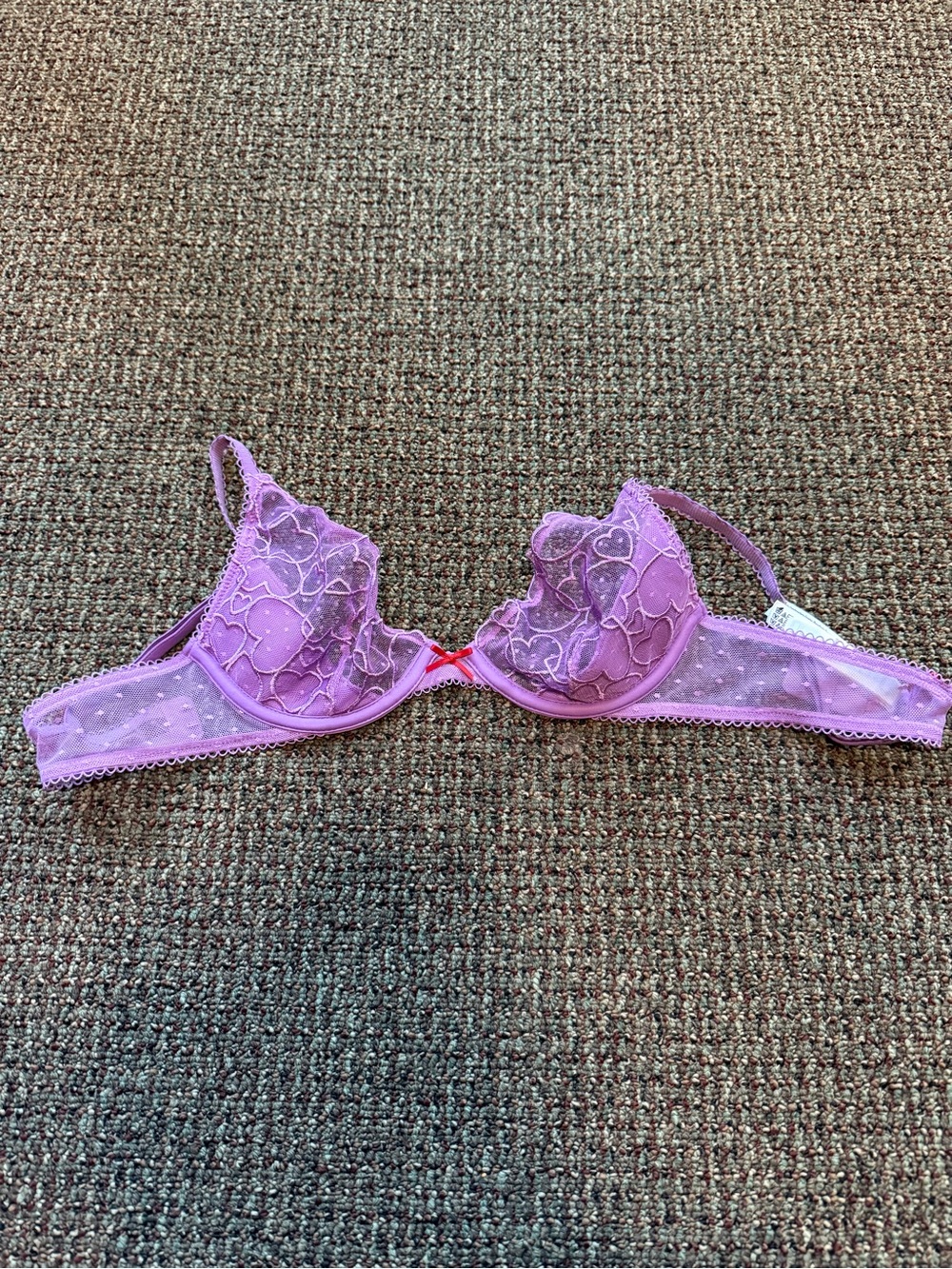 Victoria's Secret Lavender Lace Underwire Bra with Red Accent